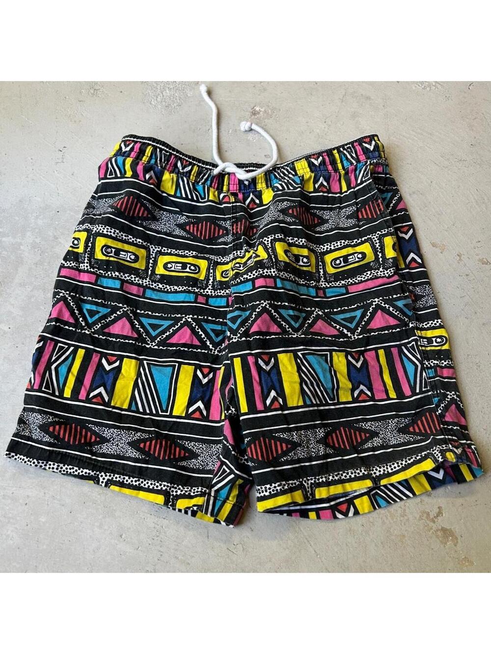 80s Fresh Prince Of Belair Style Colorful Geometric Shorts